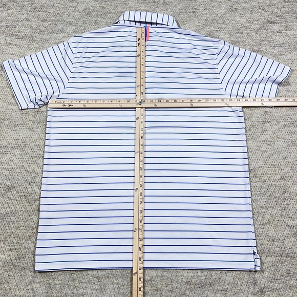 Rhoback Polo Shirt Men XL White Blue Striped Performance Wicking Golf Adult - Picture 7 of 10